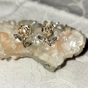 Sterling silver rose stud earrings